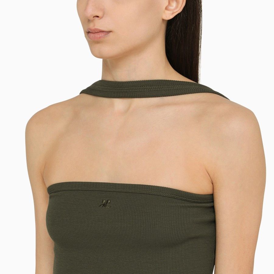 Courreges o1d2blof0824 Ribbed Cotton Dress in Military Green Size S / US 4 / IT 40 - 4 Thumbnail