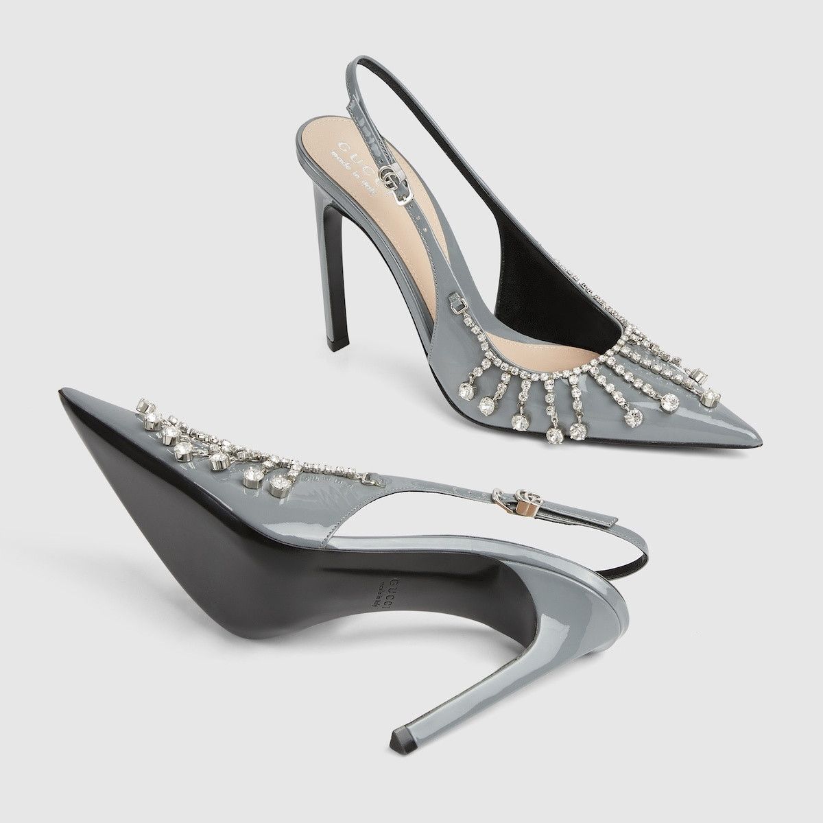 Gucci oc11z1025 Pumps With Crystal Chain in Light Grey Size US 10.5 / IT 40.5 - 5 Thumbnail