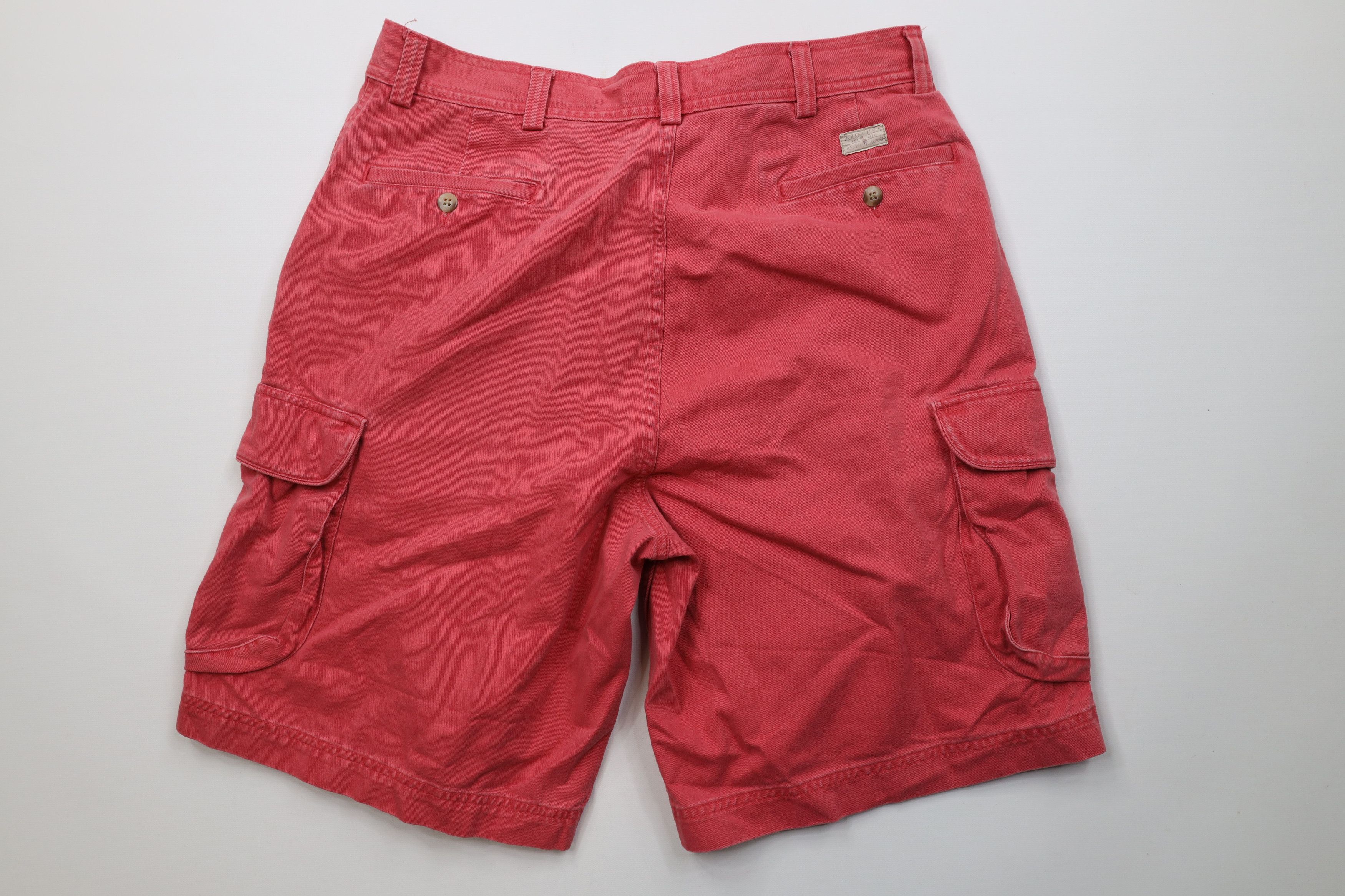 Ralph Lauren Vintage 90s Ralph Lauren Cargo Shorts Red Cotton Chinos Size US 34 / EU 50 - 9 Thumbnail