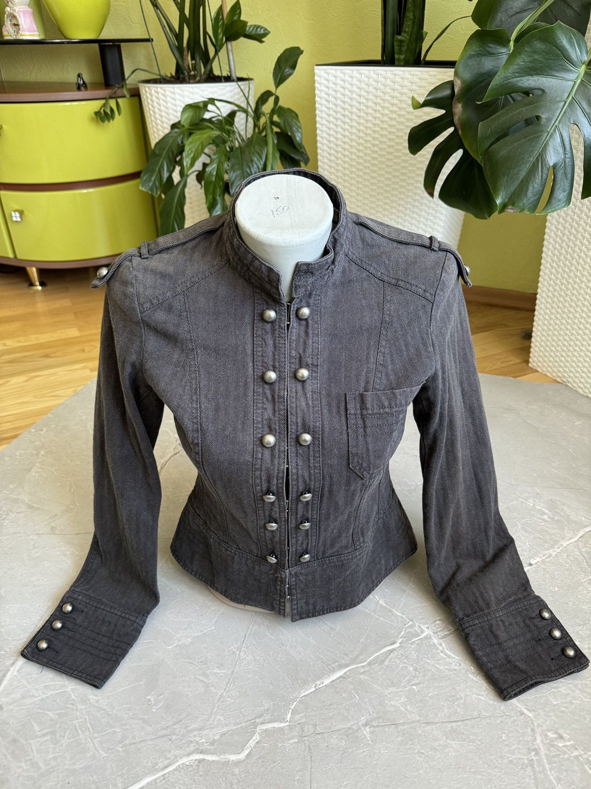 Hysteric Glamour 00s Military Napoleon Washed Denim Jacket PPFM Balmain Style Size S / US 4 / IT 40 - 3 Thumbnail