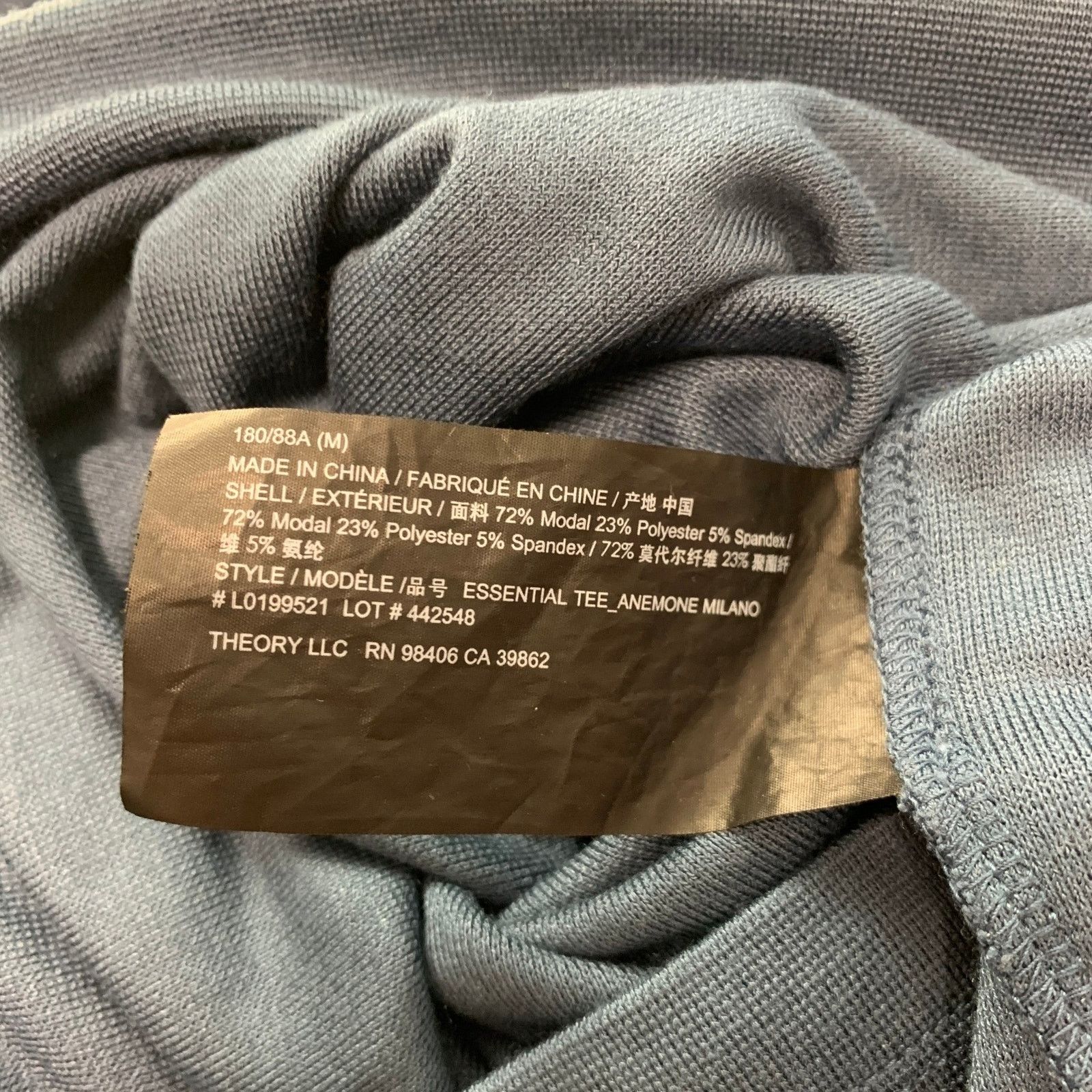 Theory THEORY Size M Blue Modal Blend Jersey T-shirt Size US M / EU 48-50 / 2 - 7 Thumbnail