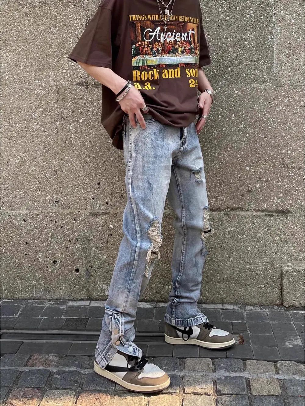 Japanese Brand × Vintage Hip hop straight leg washed distressed jeans Size US 32 / EU 48 - 4 Thumbnail