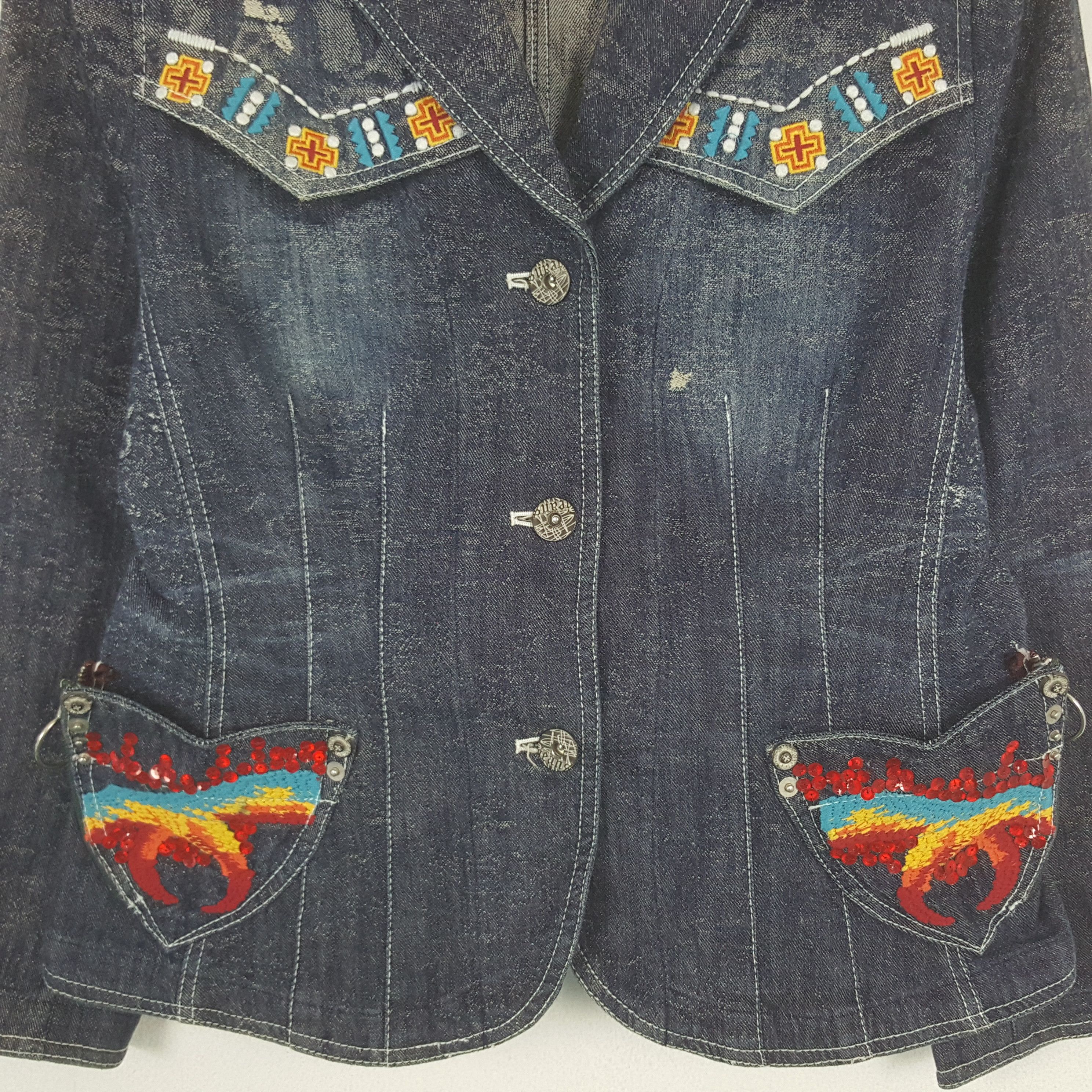 Vintage Vintage Gkitaliya Denim Blazer Jacket Size XS / US 0-2 / IT 36-38 - 2 Thumbnail