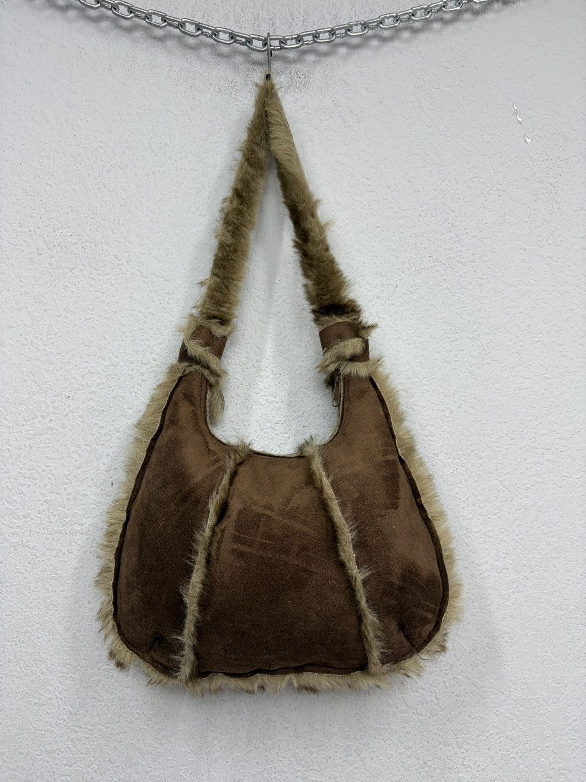 If Six Was Nine Vintage Shearling Fur Leather Shoulder Bag Y2K Boho Suede Size ONE SIZE - 4 Thumbnail