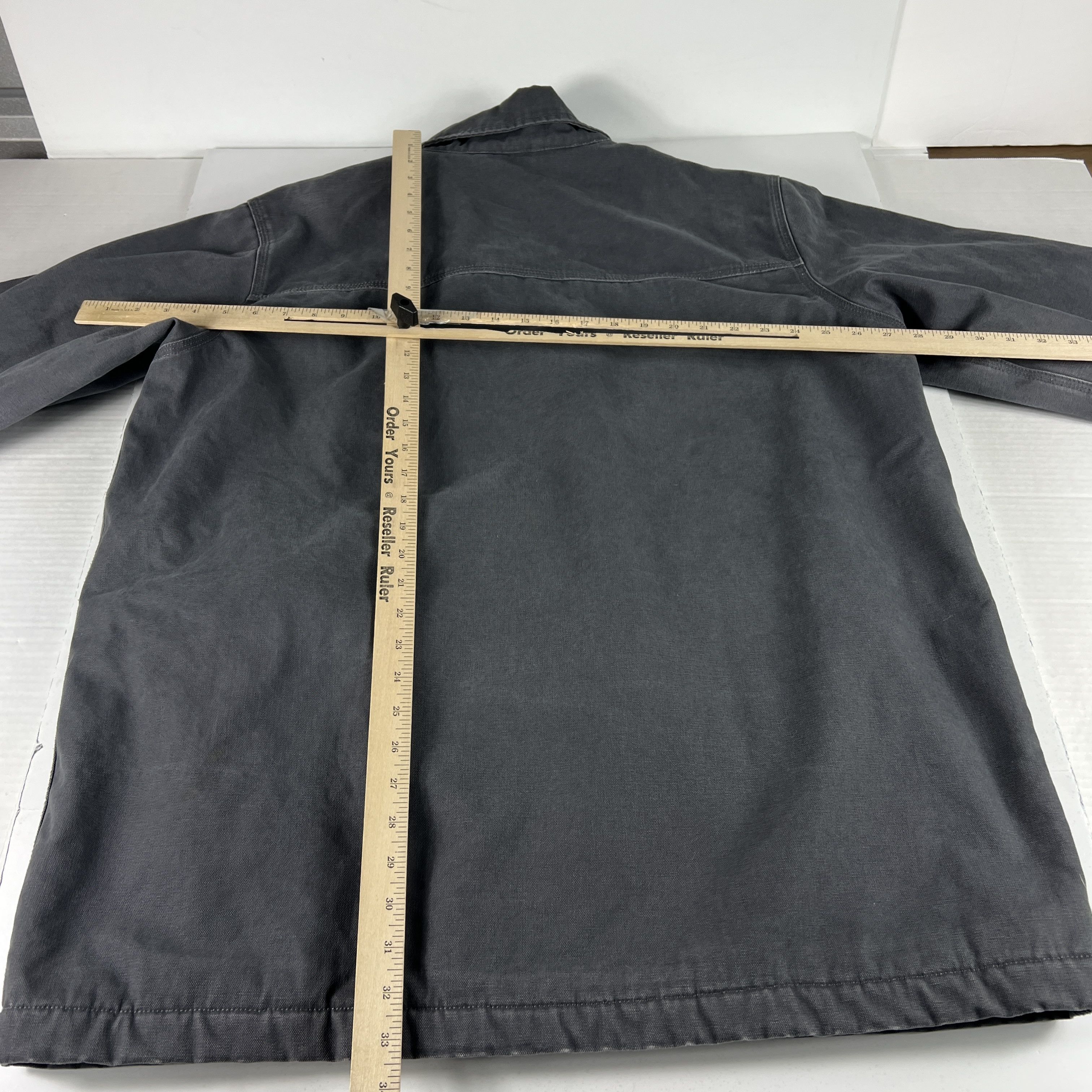 Walls Canvas Chore Jacket Grey Faded Sherpa Lined Full Zip