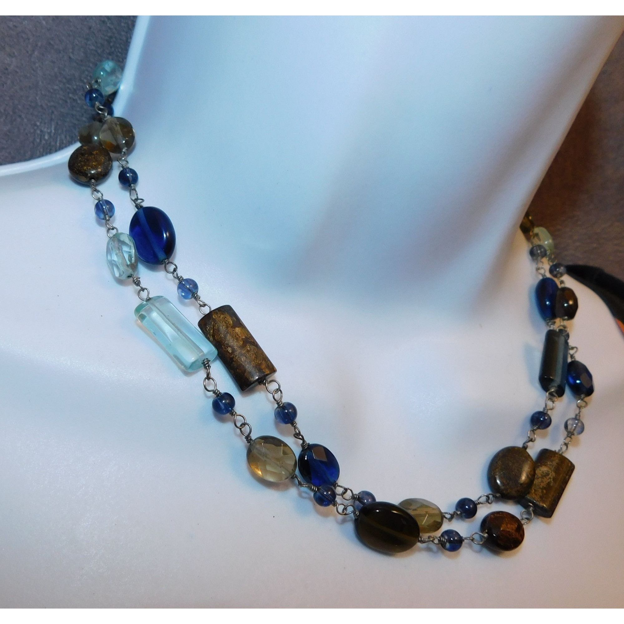Other Blue And Brown Double Layer Glass Beaded Necklace Size ONE SIZE - 4 Thumbnail