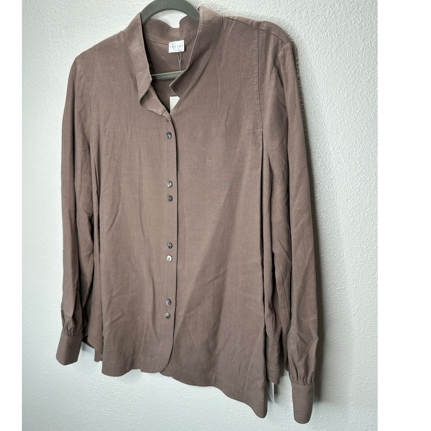 Other NWT Poetry Brown Funnel Neck Button Long Sleeve Blouse 12 Size XL / US 12-14 / IT 48-50 - 5 Thumbnail