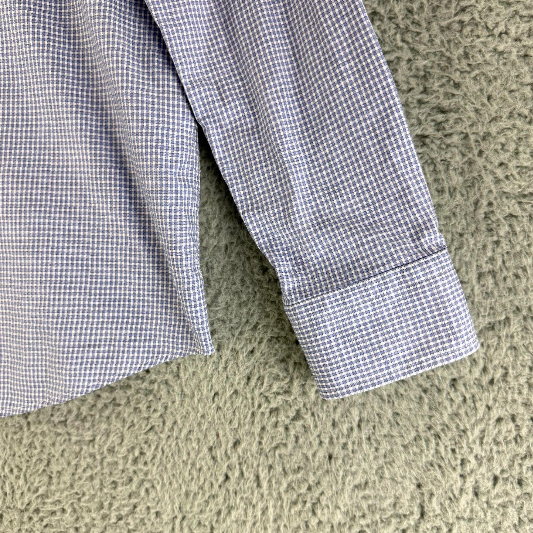 Reiss Reiss Dress Shirt Men L Blue Check Print Regular Fit Long Sleeve 100% Cotton Size 42R - 3 Thumbnail