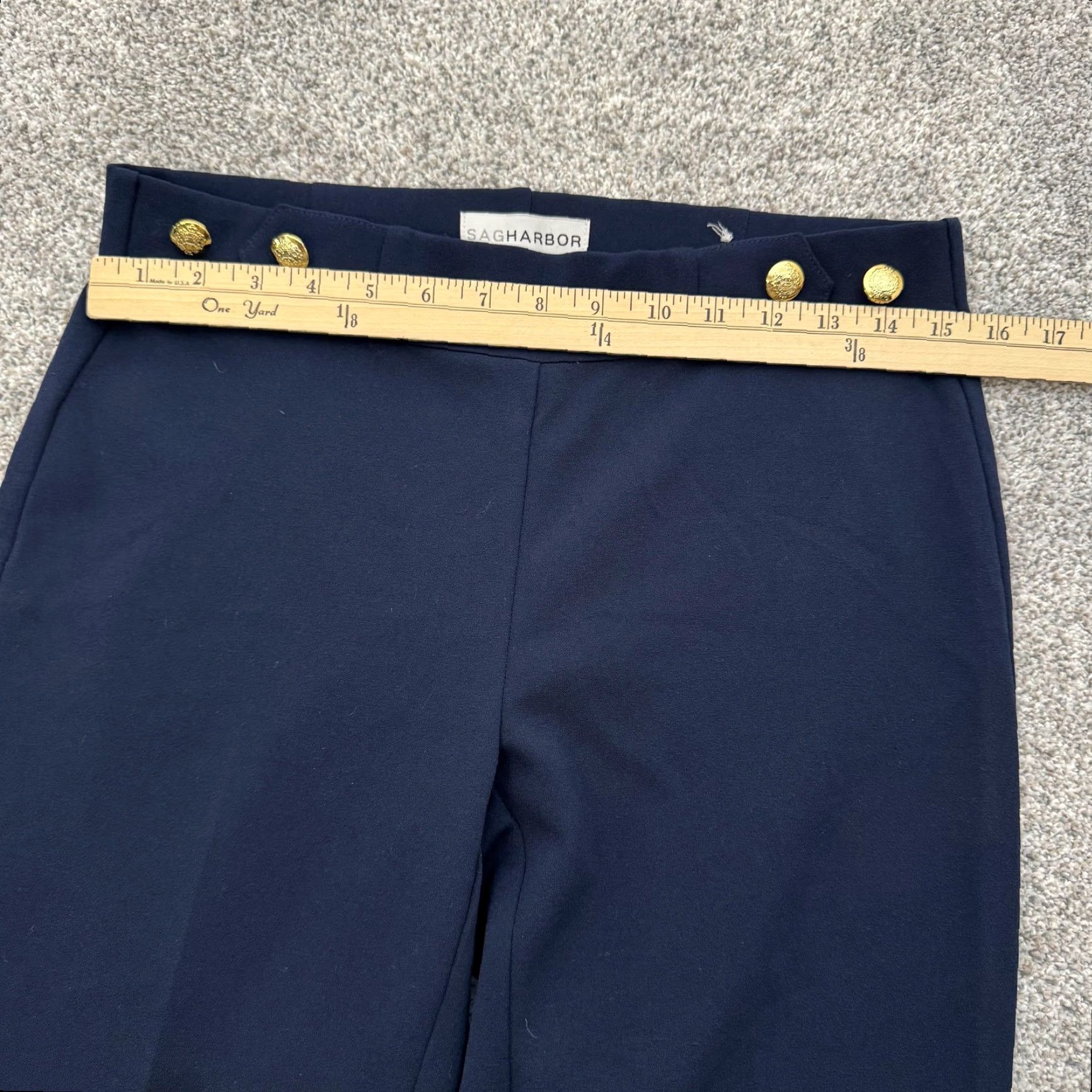 Vintage VINTAGE Sag Harbor Pants Womens 6 Navy Blue Gold Button High Rise Stretch Sailor Vtg Y2K Size 28" / US 6 / IT 42 - 4 Thumbnail