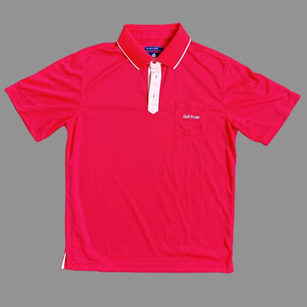 Golf Pride Polo Shirt Mens 1XL Pink Pro Simon Luxury Golf Pocket Short Sleeve Collared Breathable Lightweight Moisture Wicking Casual Activewear 90s, Men's