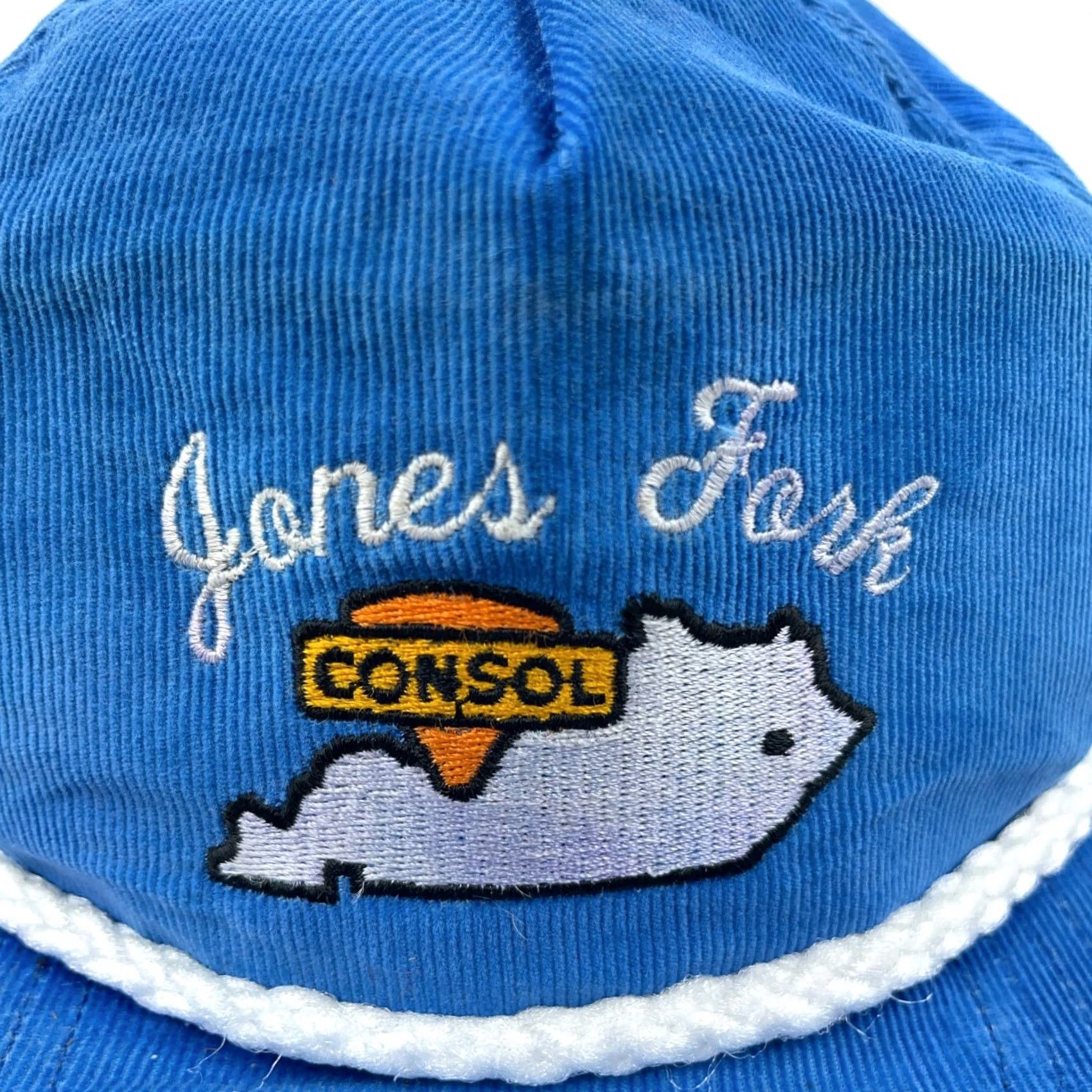 Coal VINTAGE Consol Trucker Hat Cap Blue Corduroy Made USA Coal Mining Jones Fork VA Mens Size ONE SIZE - 2 Thumbnail