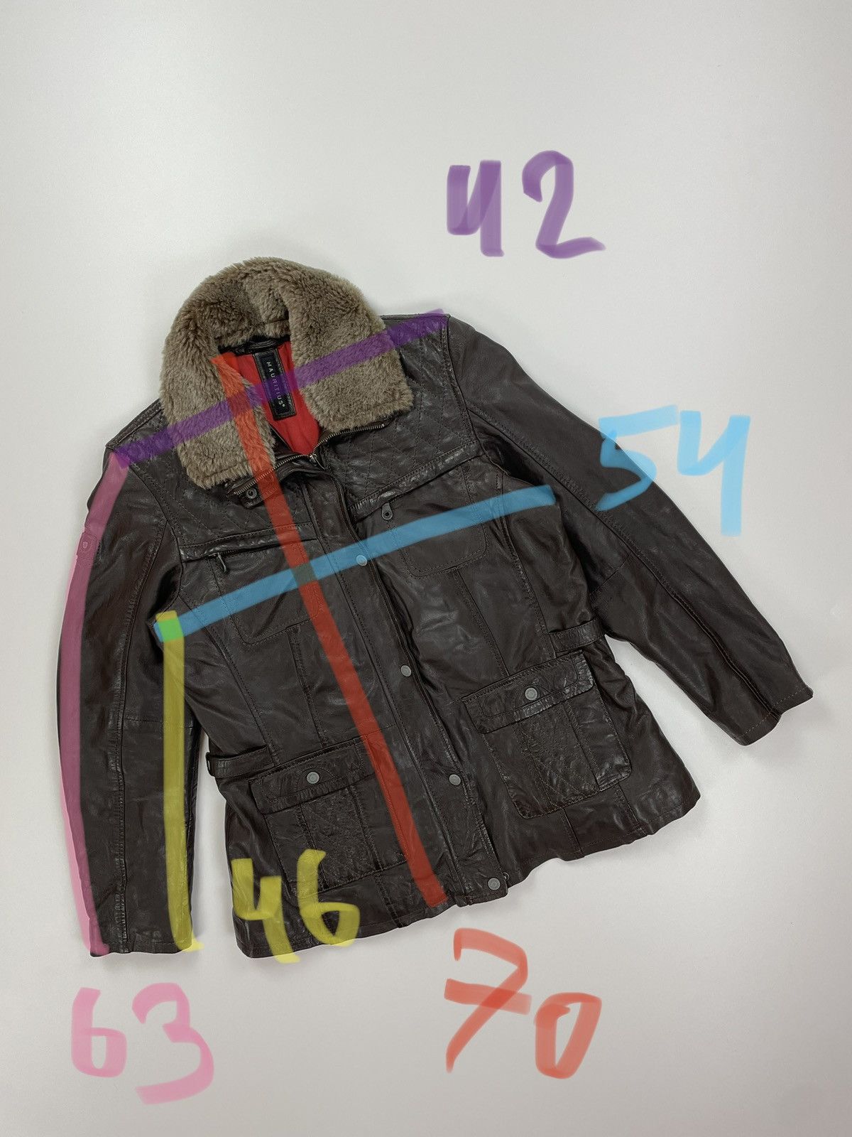 Designer MAURITIUS Womens Leather jacket size 46 Size L / US 10 / IT 46 - 17 Thumbnail