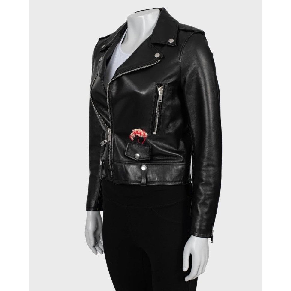 Saint Laurent Paris Saint Laurent Cropped Embroidered Leather Jacket Sz.38 M Size S / US 4 / IT 40 - 2 Thumbnail