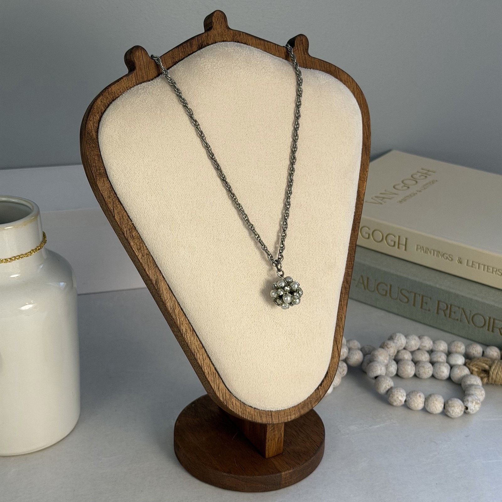 Other VTG 1950 Silver-Tone Rhinestone Faux Pearl Pendant Necklace Size ONE SIZE - 2 Thumbnail