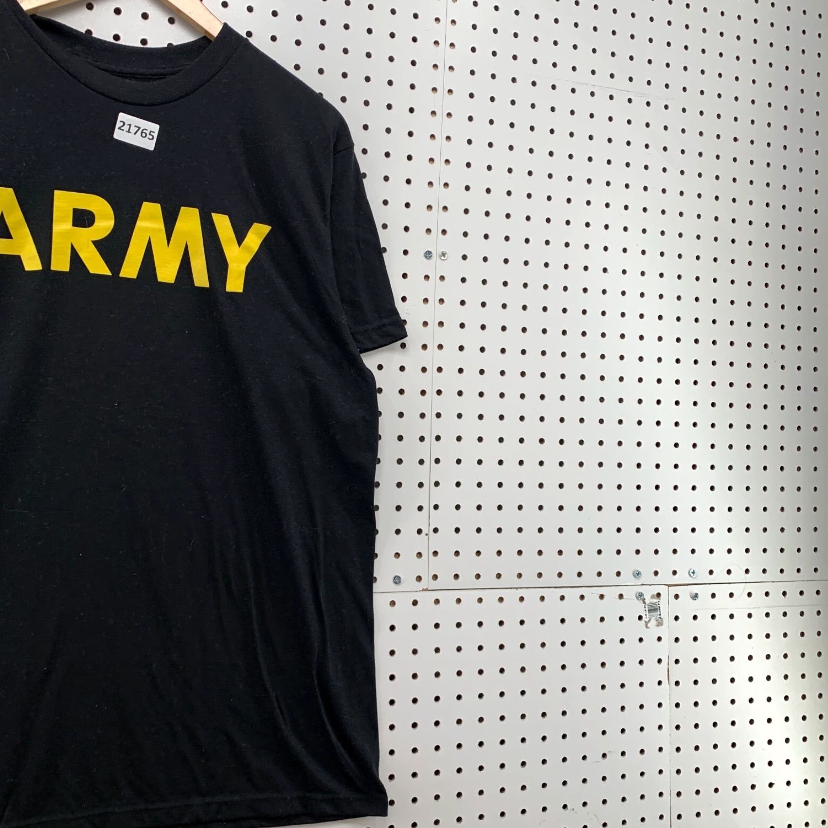Spell VINTAGE Army T-Shirt Black Yellow Spell Out Adult Large Short Sleeve Regular Fit Size US L / EU 52-54 / 3 - 4 Thumbnail