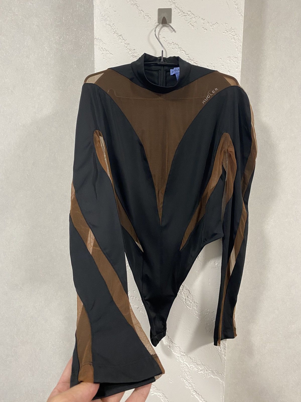 H&M × Mugler Mugler X H&M Rare Black & Brown Mesh Panel Bodysuit Size M / US 6-8 / IT 42-44 - 4 Thumbnail