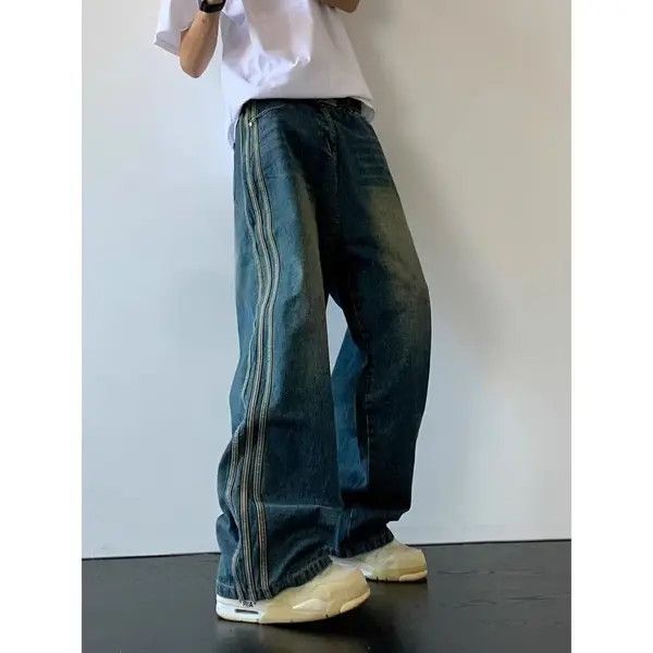 Japanese Brand Fumina x Mami Blue Street Wash Distressed Straight Jeans Size US 32 / EU 48 - 1 Thumbnail