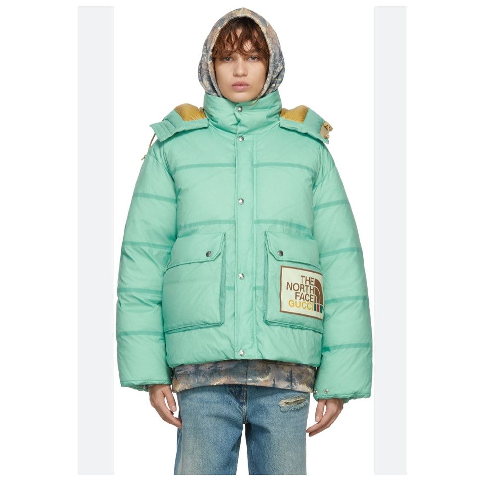 image of Gucci The North Face Womens Puffer Down Padded Jacket Small in Green