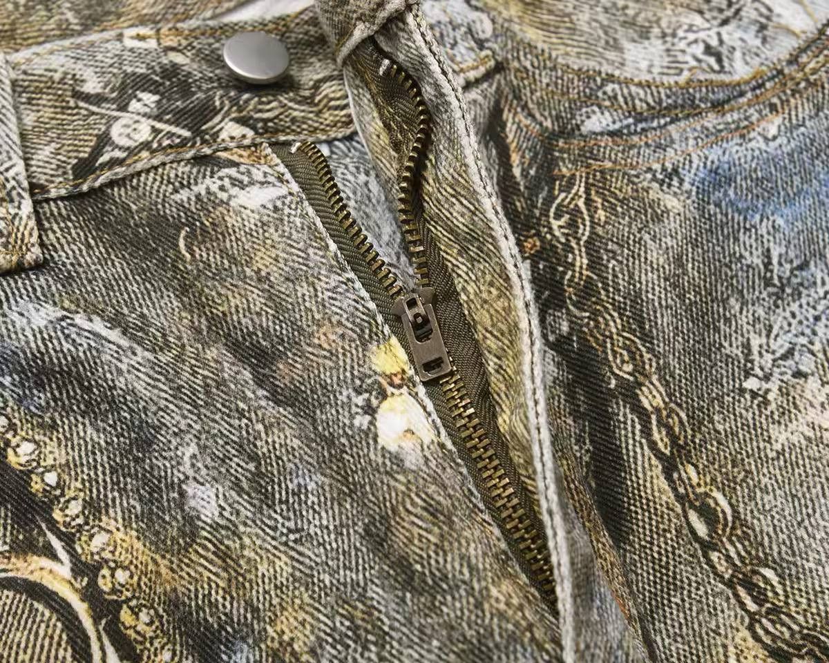 Japanese Brand × Vintage baggy vintage chain print jeans Size US 34 / EU 50 - 5 Thumbnail