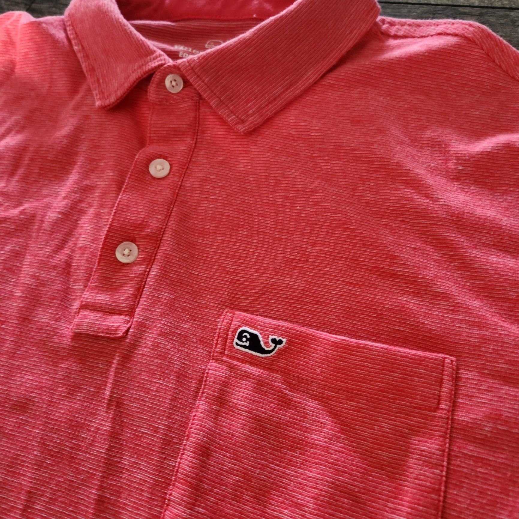 Vineyard Vines Vineyard Vines Edgartown Polo Shirt Mens Large Red Coral Stripe Golf Whale Size US L / EU 52-54 / 3 - 2 Thumbnail