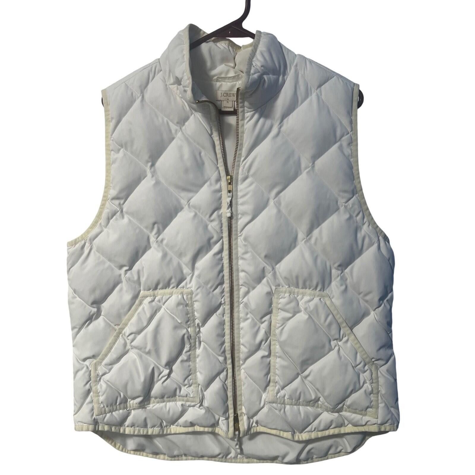 J.Crew J.Crew Womens White Quilted Down Puffer Vest XL Gold Zip Size XL / US 12-14 / IT 48-50 - 1 Thumbnail