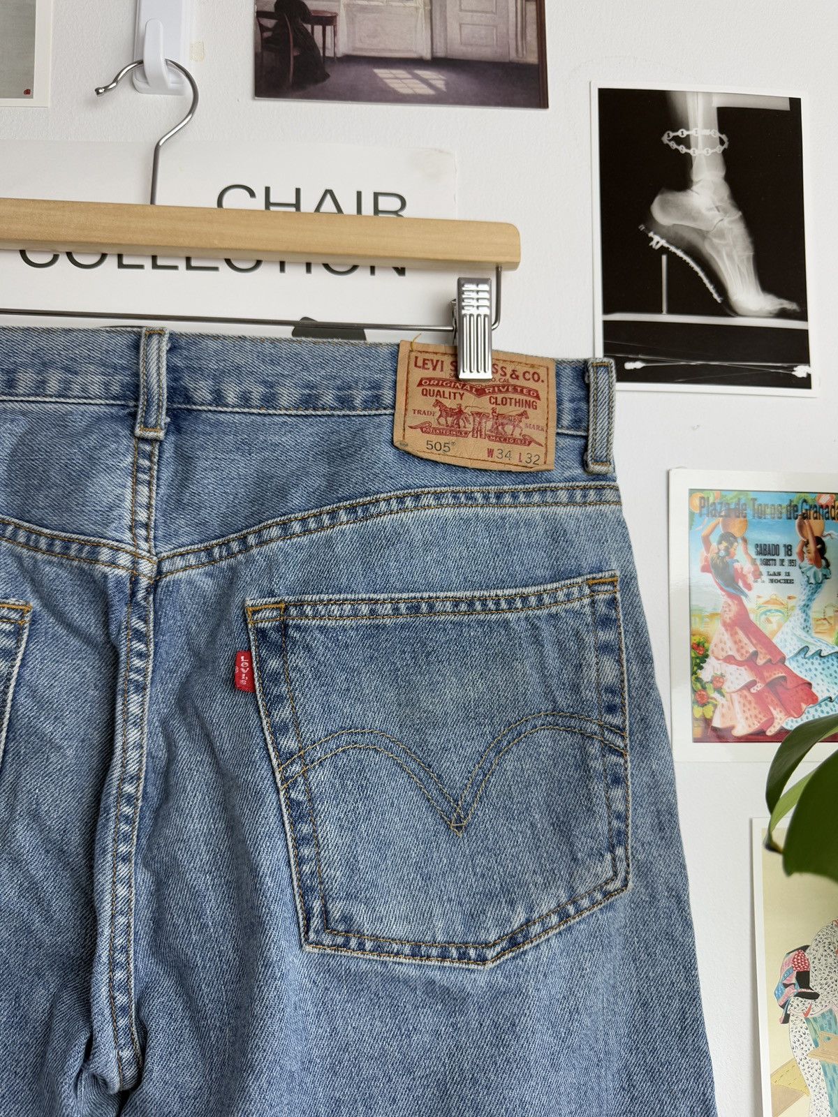 Levi's × Vintage Vintage Levi’s 505 wide leg babyblue denim jeans pants 34x32 Size US 34 / EU 50 - 4 Thumbnail