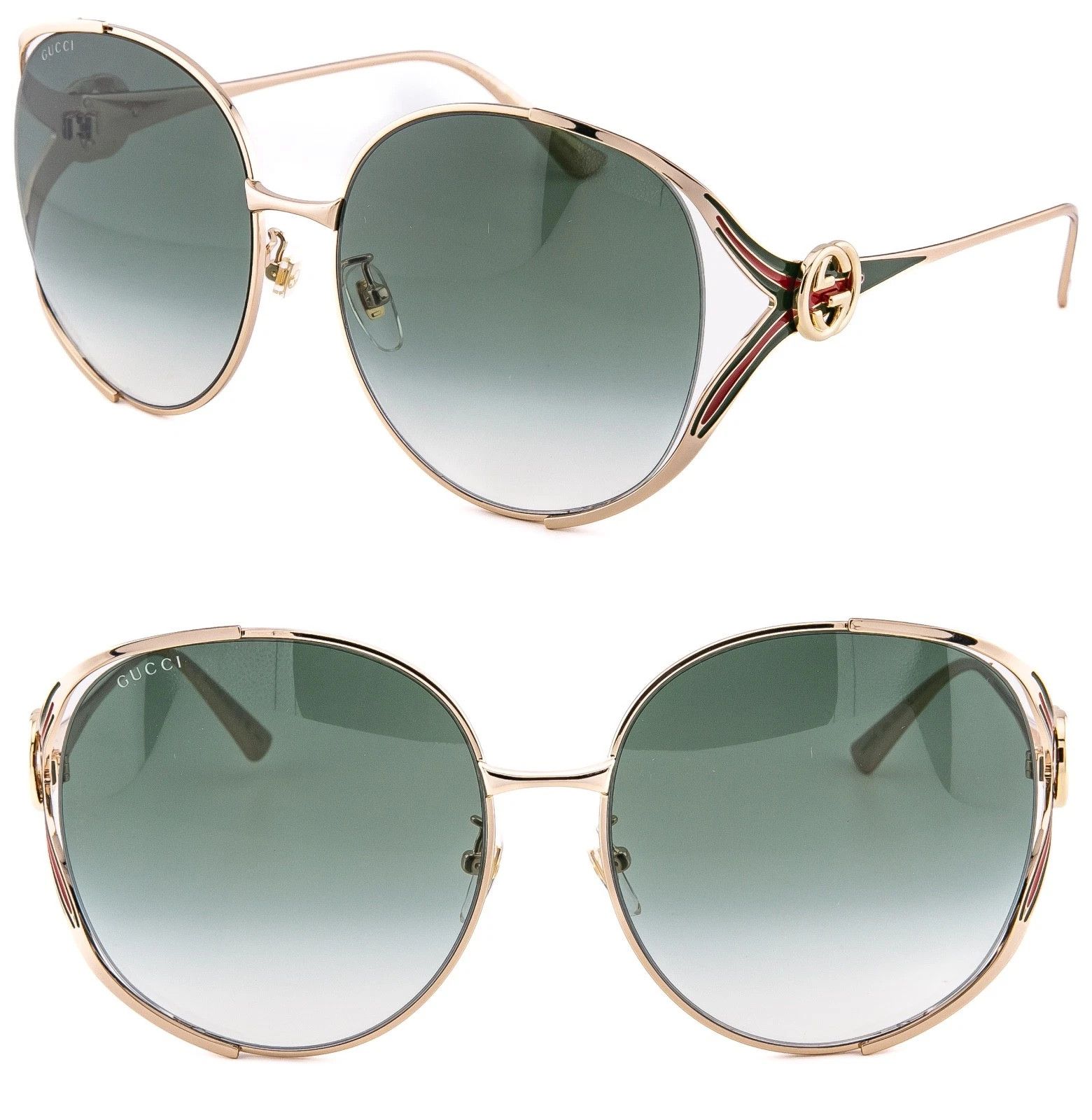 GUCCI GG 1463S 004 Light Sage Frame Gray Lens 55-23-125 M Sunglasses Gucci GUCCI 1463 Sage Green Bold Oversized Gg1463S 004  main image 2