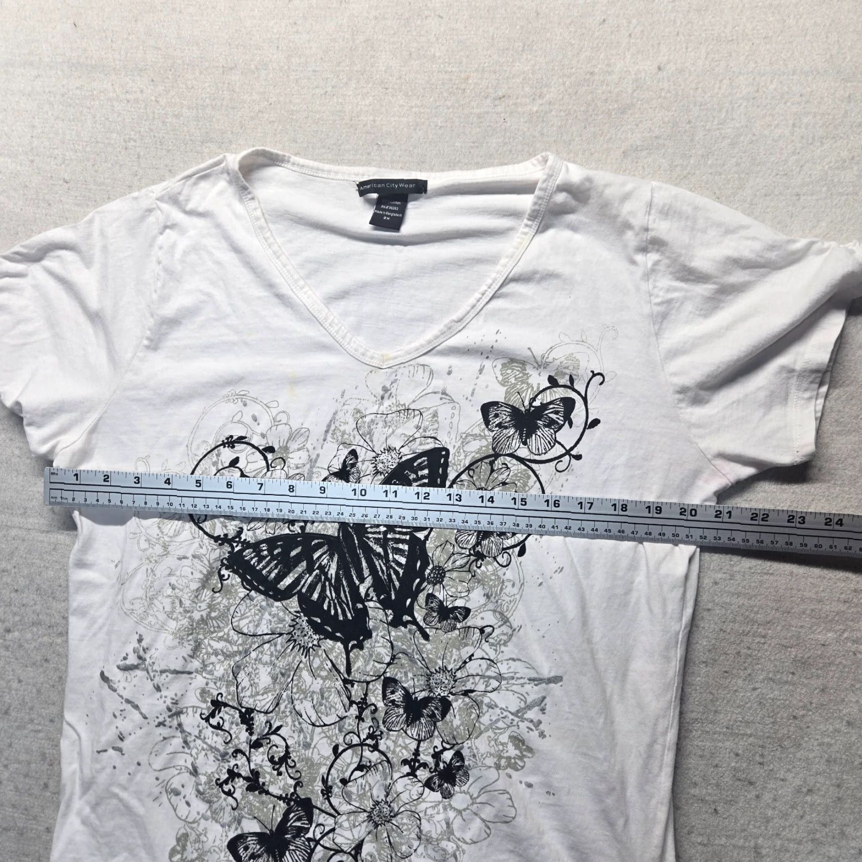 Vintage VINTAGE American City Wear Butterfly Short Sleeve Shirt Women's Plus 2X White American Butterfly Size XXL / US 16-18 / IT 52-54 - 4 Thumbnail