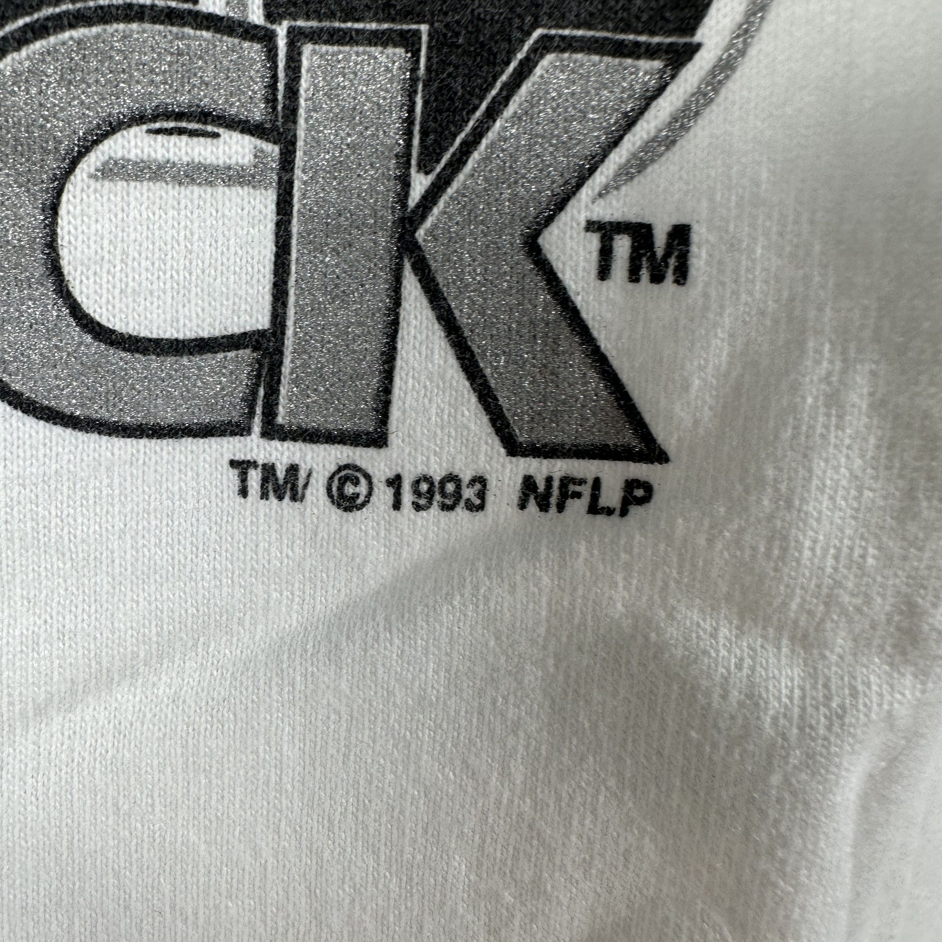Vintage Vintage 1993 Los Angeles Raiders NFL Silver Black Salem Tee Size US XL / EU 56 / 4 - 5 Thumbnail