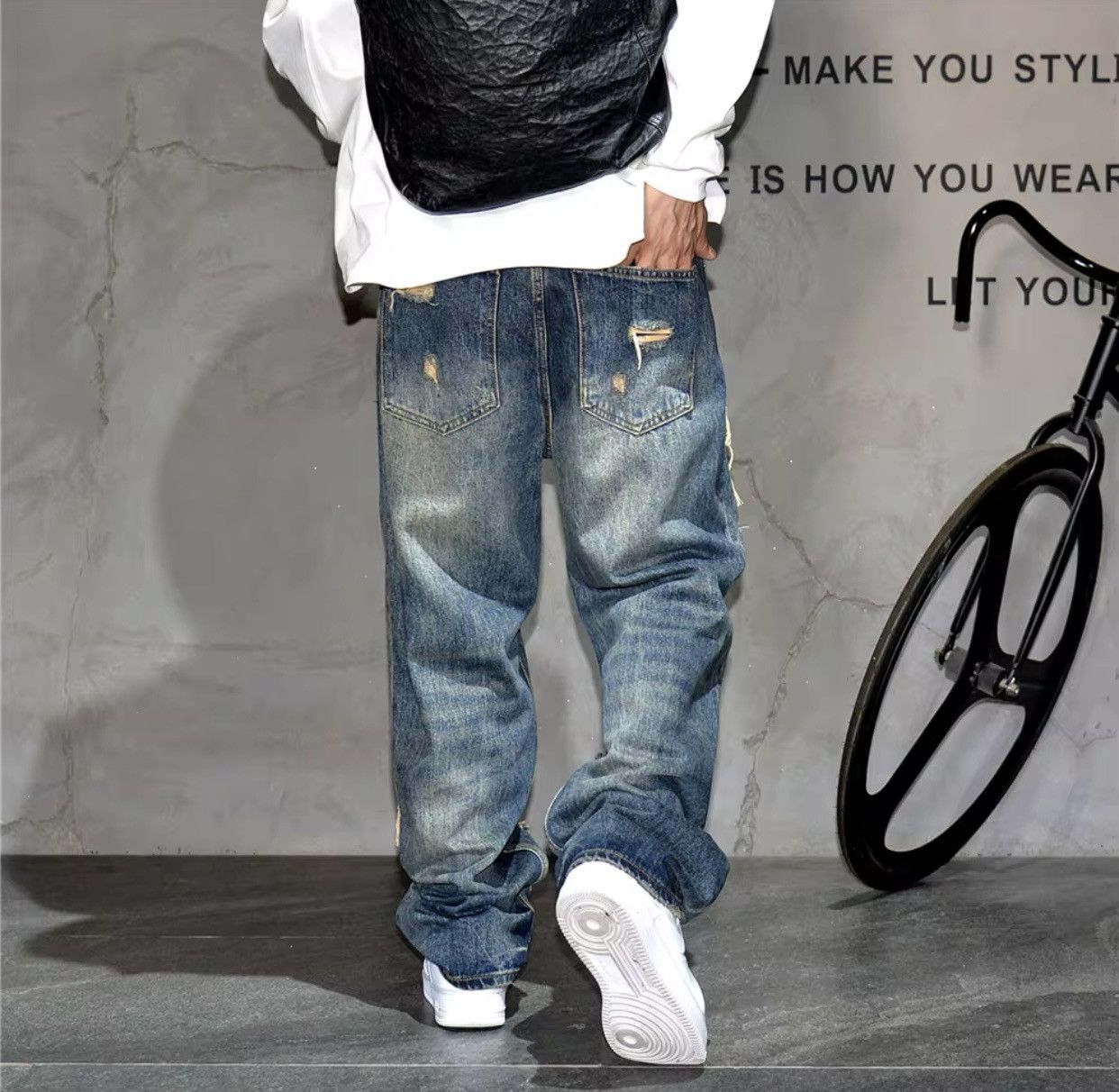 Denime × Japanese Brand × Jean American Streetwear Hand Sewn Patch Ripped Jeans Size US 32 / EU 48 - 6 Thumbnail