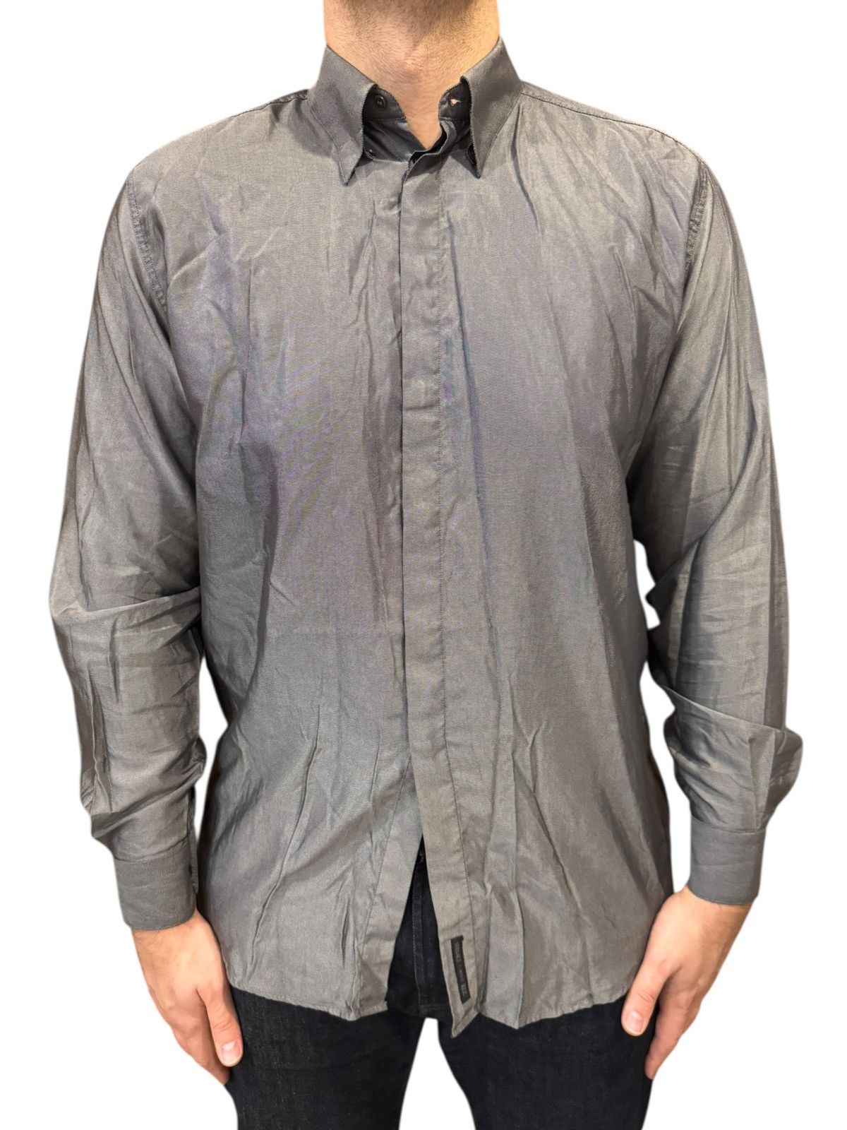 Versace Versace Classic V2 Shiny Grey Long Sleeve Shirt 16 41 Large Size US L / EU 52-54 / 3 - 1 Thumbnail