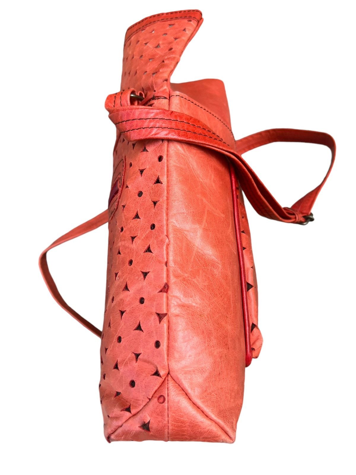 Leather VTG Produced by KOU Japan Fade Patina Punched Leather Bag Size ONE SIZE - 17 Thumbnail
