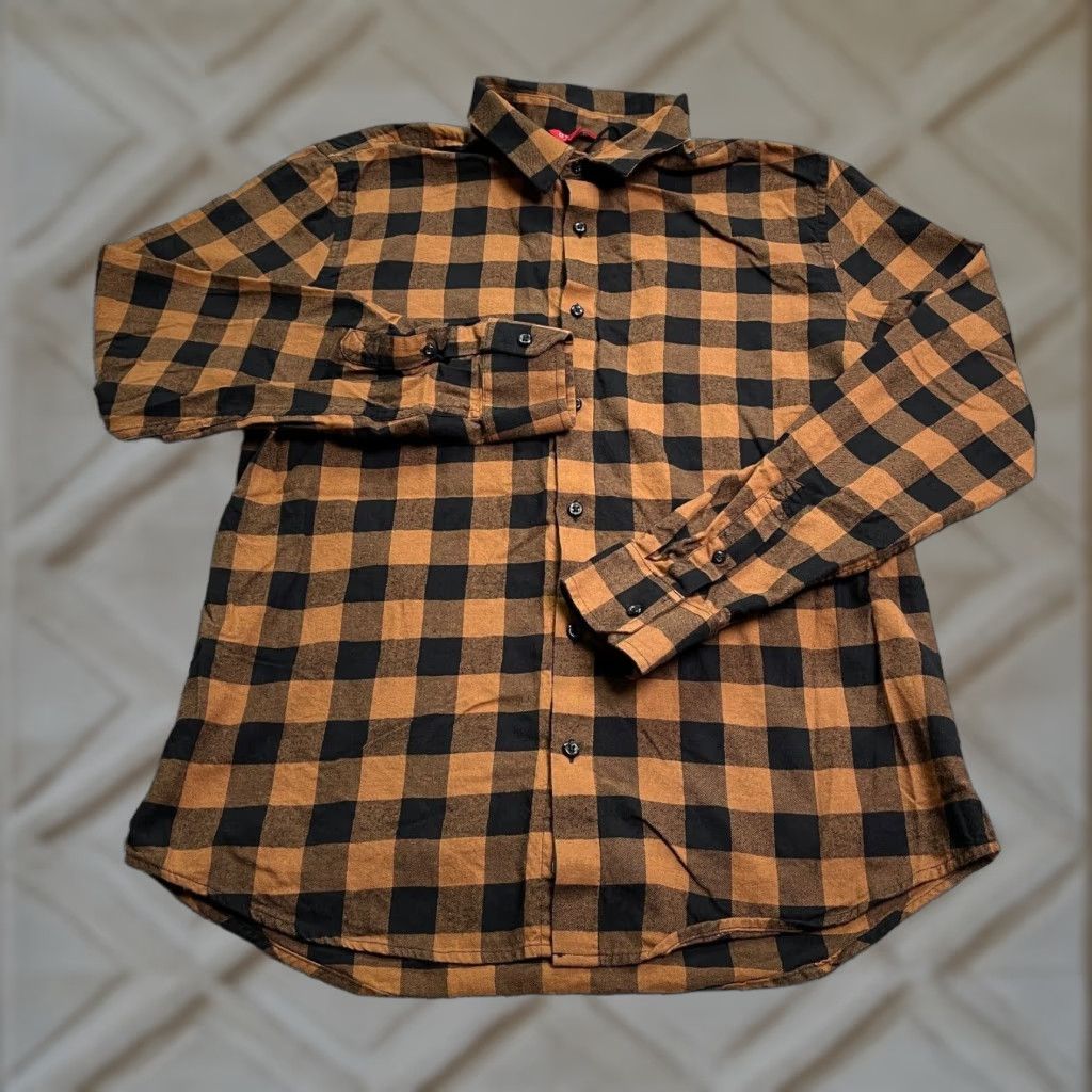 Guess GUESS Flannel Shirt Mens Large Brown Plaid Button-Up Casual Top Size US L / EU 52-54 / 3 - 1 Thumbnail