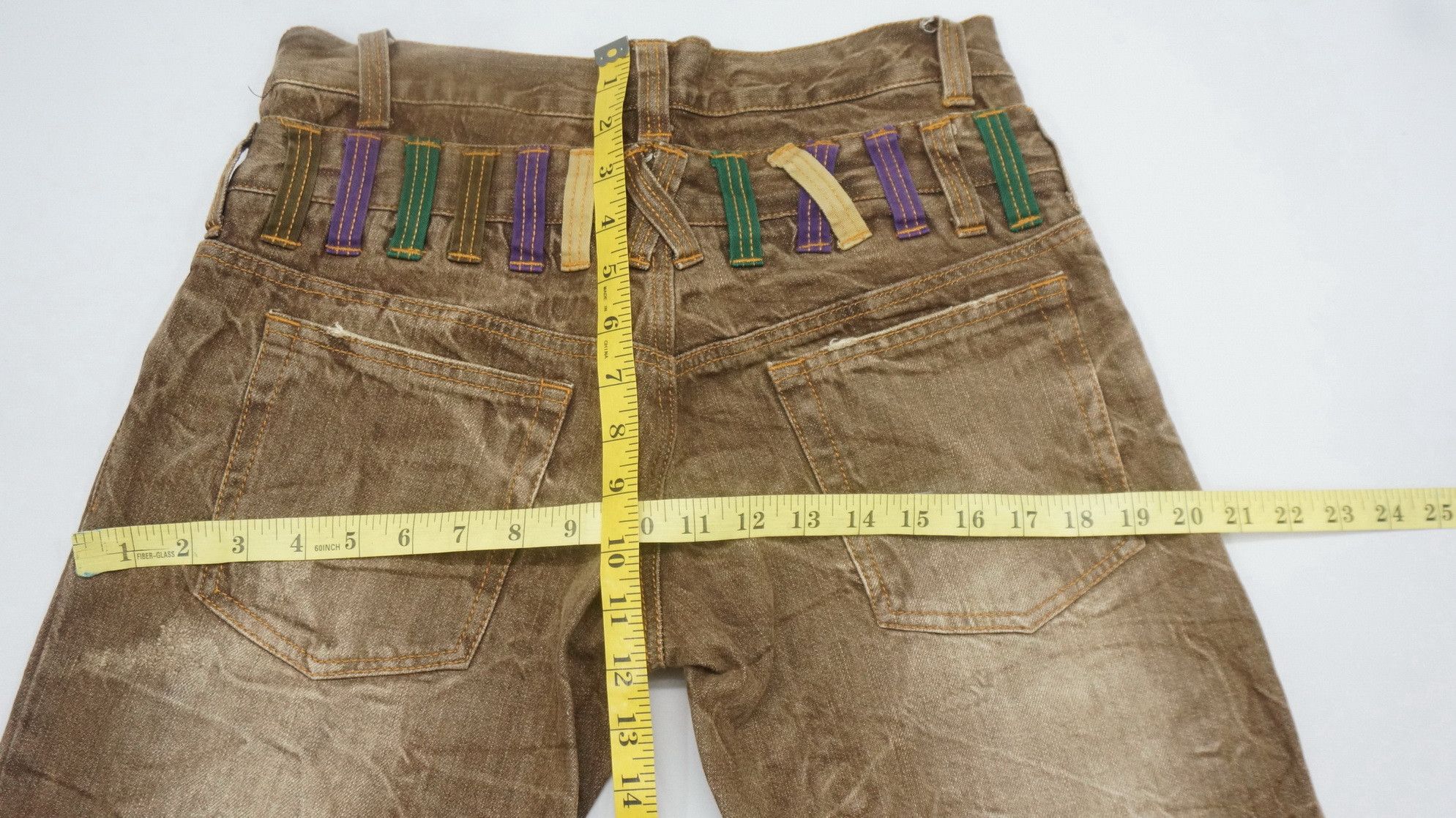 Japanese Brand NYLAUS Double Waist Brown Jeans Size US 29 - 12 Thumbnail