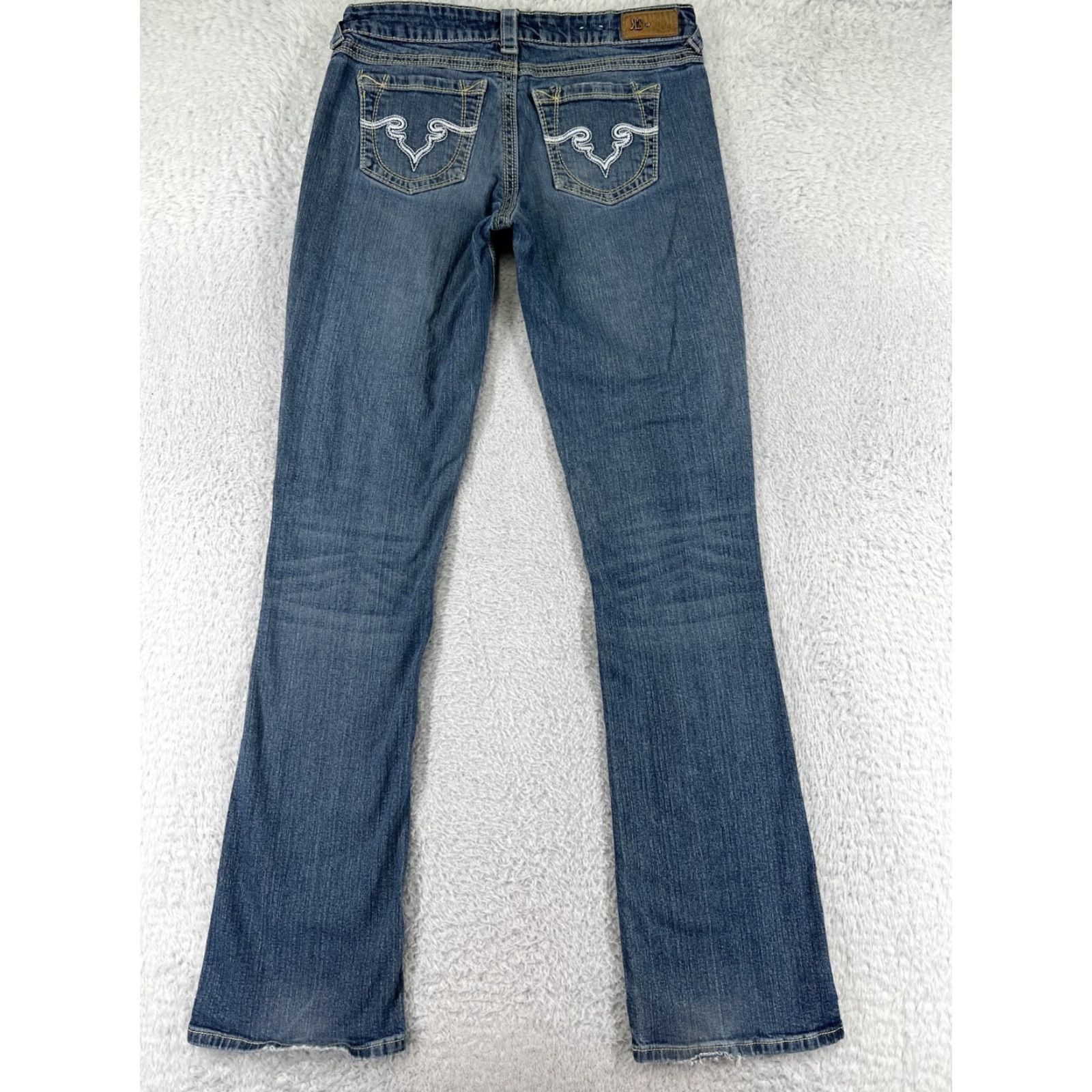 Denime Royal Blue Jeans Womens 7 Bootcut Low Rise Embroidered Denim 5-Pocket Regular Inseam 33in Blue Cotton Vintage: No Size 28" / US 6 / IT 42 - 2 Thumbnail