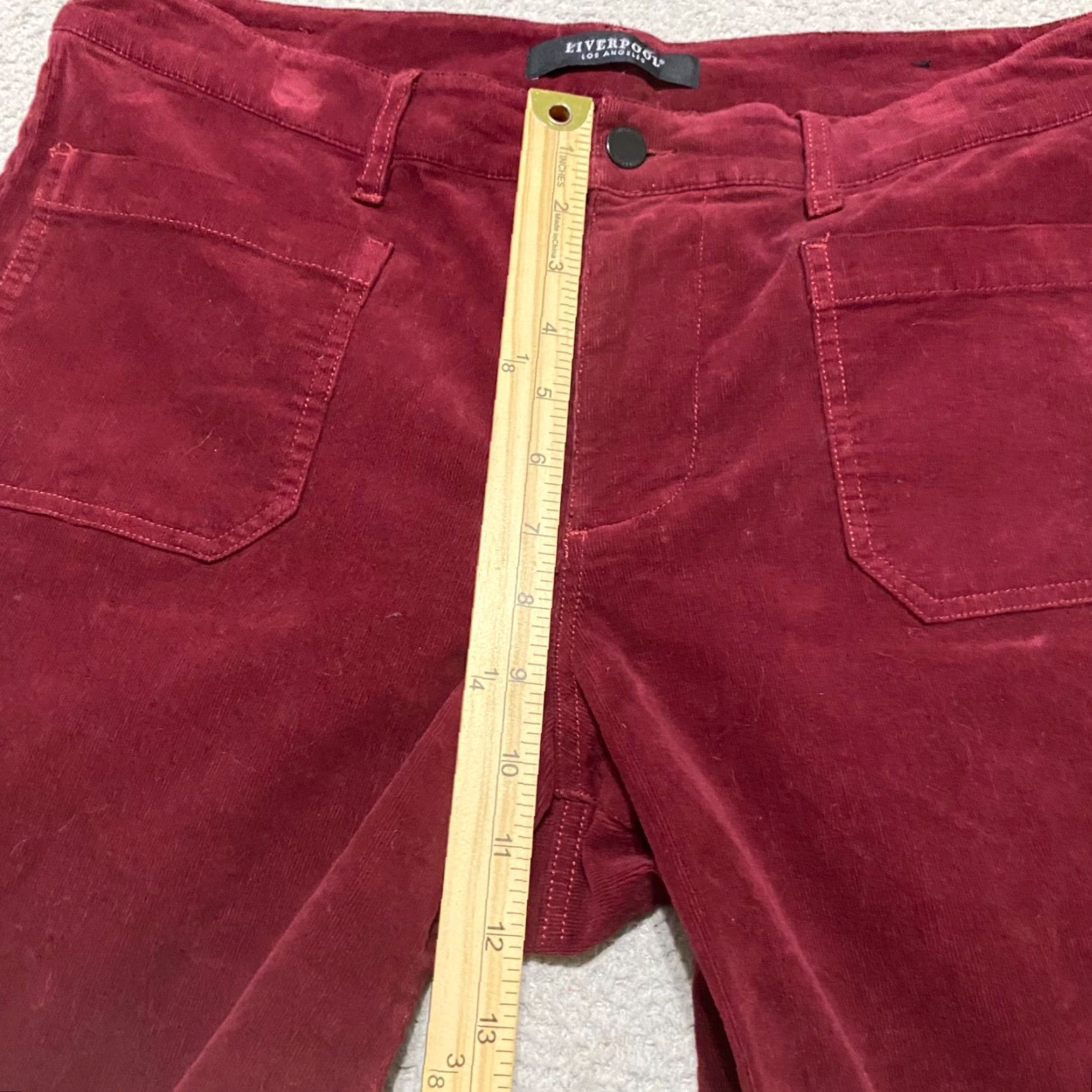 Vintage Liverpool Womens sz 12 Jeans Red Corduroy Wide Leg Crop High Rise Crop Dark Wash Size 34" / US 12 / IT 48 - 7 Thumbnail