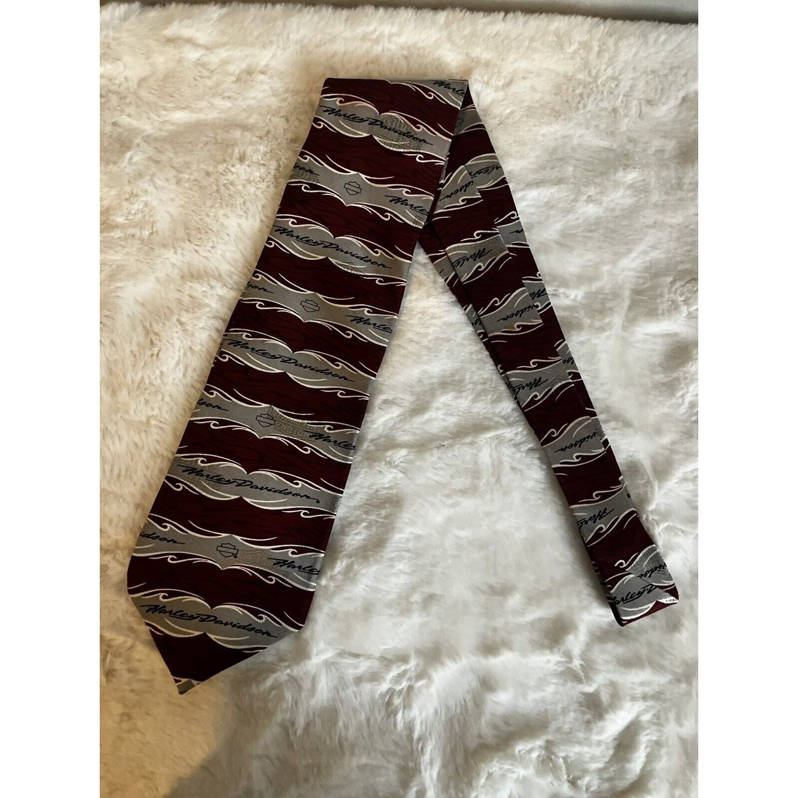 Harley Davidson Harley Davidson Necktie Ralph Marlin 2005 maroon and grey Size ONE SIZE - 1 Thumbnail