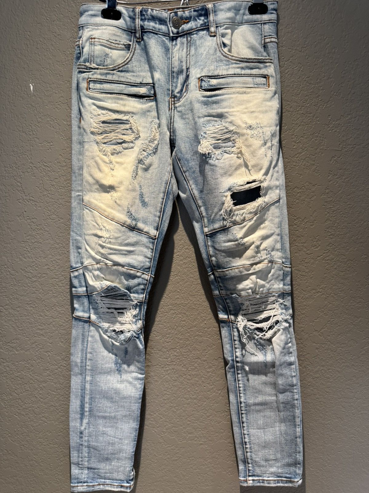 Crysp Denim Crysp Distressed Blue Biker Stitch Denim Size 30 Size US 30 / EU 46 - 1 Thumbnail