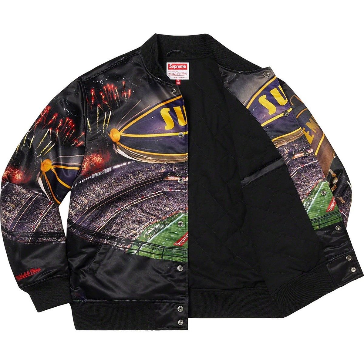 Mitchell & Ness × Supreme Supreme Mitchell & Ness Stadium Satin Varsity Jacket Size US XL / EU 56 / 4 - 2 Thumbnail