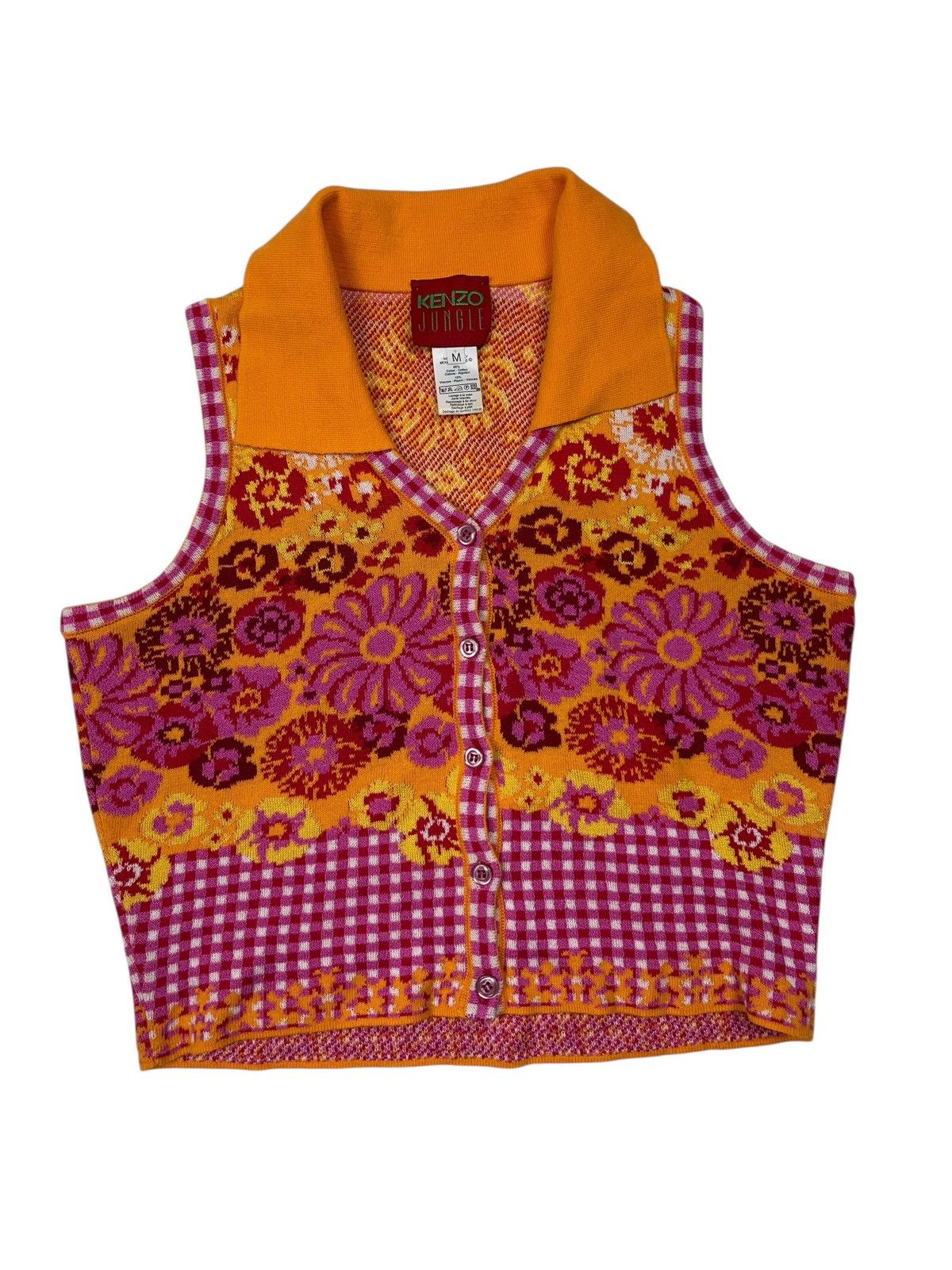 Kenzo × Vintage Vintage Kenzo Jungle Floral Button Up Vest Top Cardigan Size M / US 6-8 / IT 42-44 - 1 Thumbnail