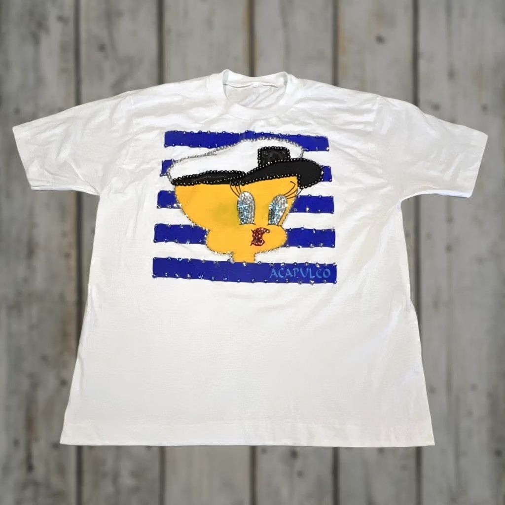 Vintage VINTAGE Acapulco Tweety Bird Captain Bling T Shirt XL Single Stitch Sequins Shirt Womens Size US XL / EU 56 / 4 - 1 Thumbnail