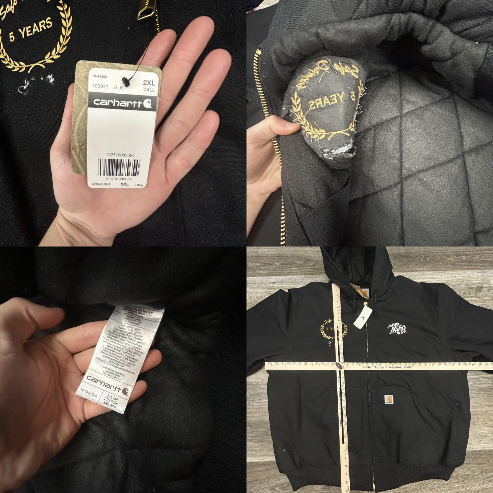 Carhartt Carhartt Jacket Mens 2XLT Black Hooded Canvas Quilted Insulated Workwear Bomber Jacket 103940 Size US XXL / EU 58 / 5 - 8 Thumbnail