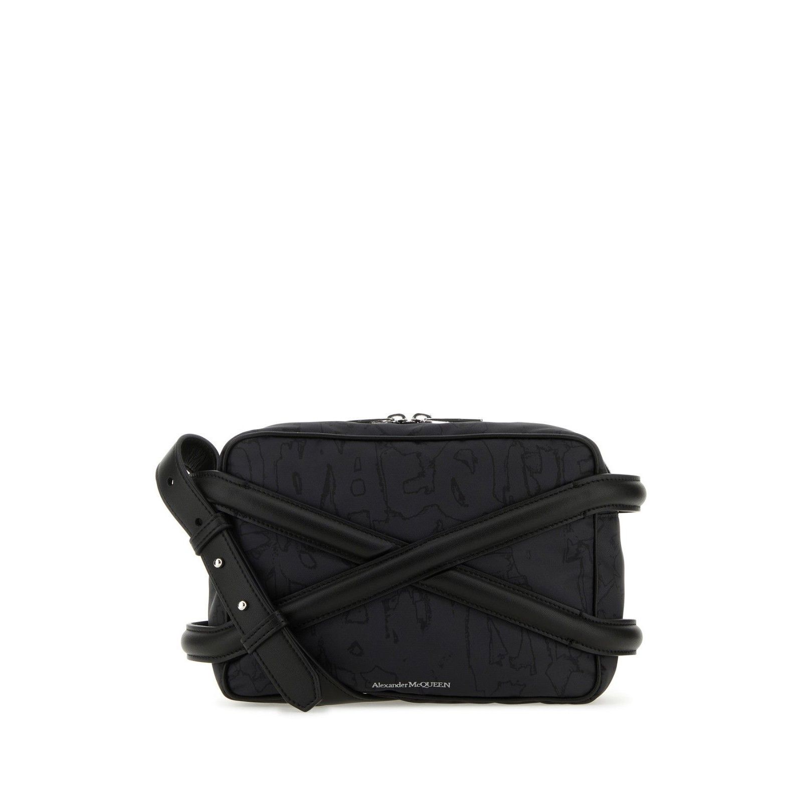 ALEXANDER MCQUEEN Harness Black Nylon Crossbody Bag New & Au