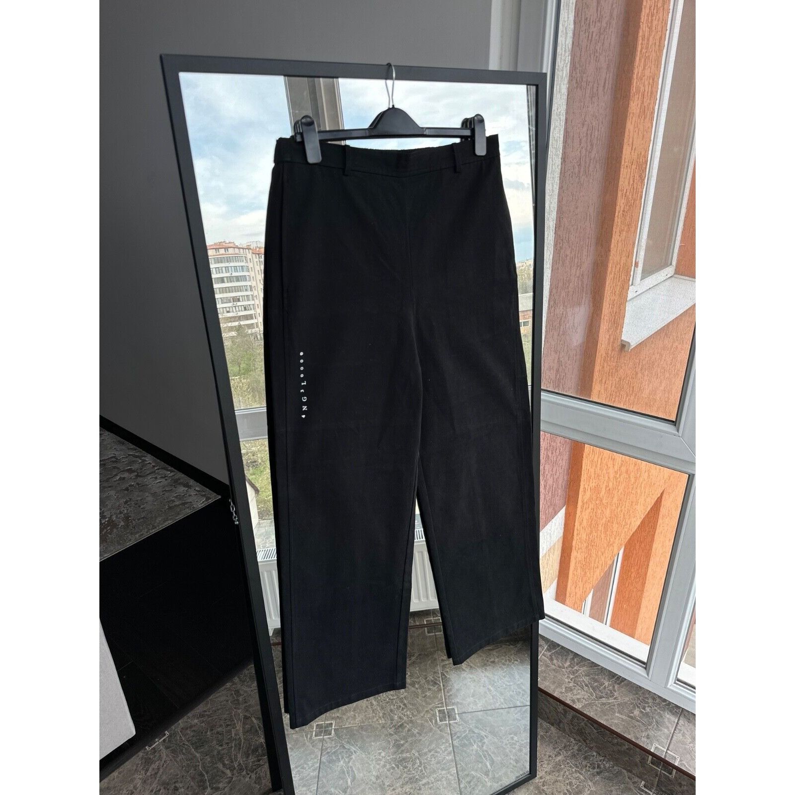 4NG3L0000 Black Straight Baggy Heavy Cotton Pants