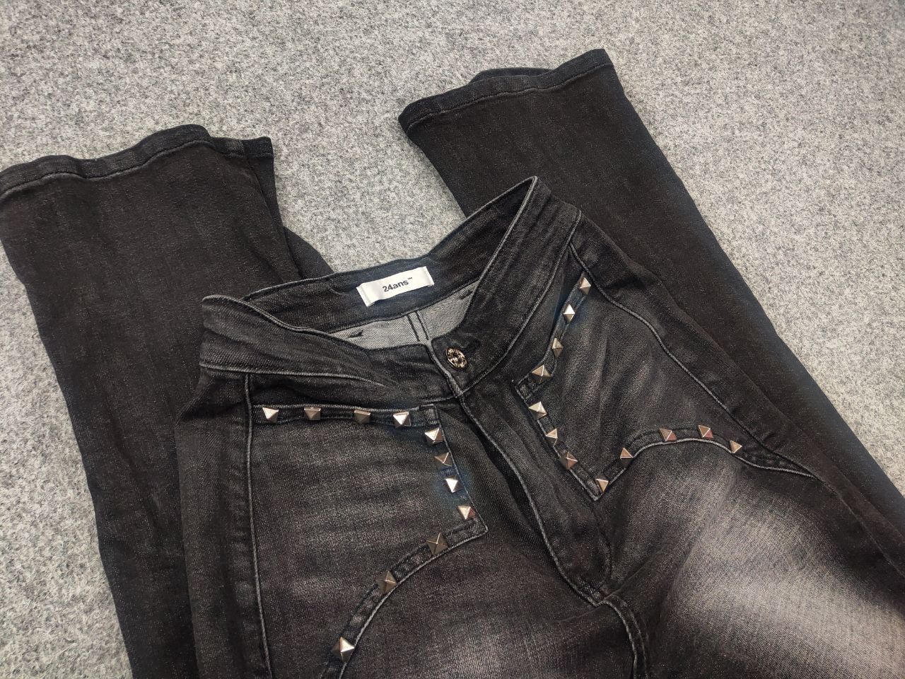 Le Grande Bleu (L.G.B.) 24ans Japan Design L.G.B. Silver Black Pocket Flared Jeans Size 26" / US 2 / IT 38 - 13 Thumbnail