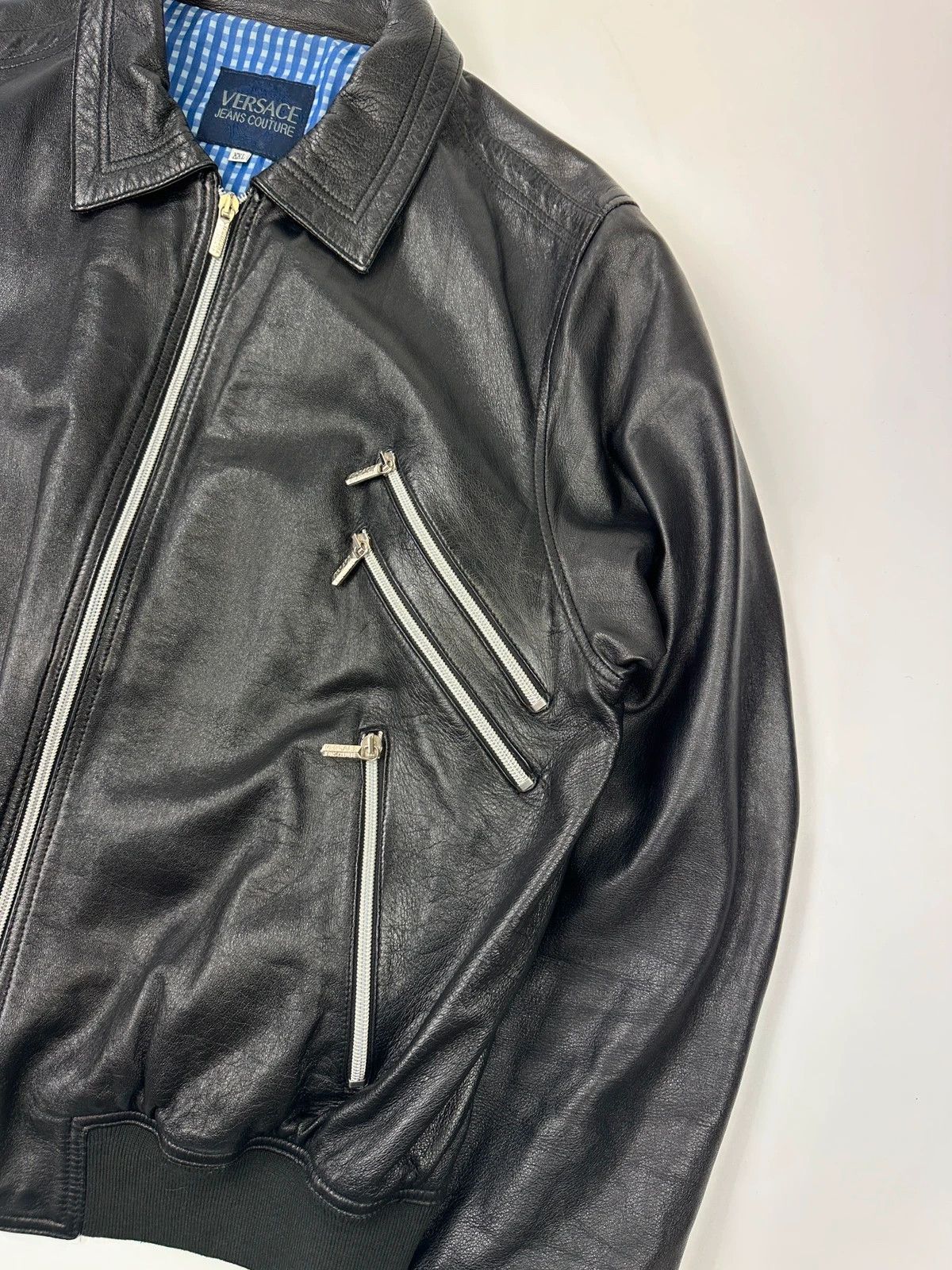 Versace Jeans Couture Versace Couture Multi Zip Black Soft Glossy Leather Jacket Size US XL / EU 56 / 4 - 3 Thumbnail