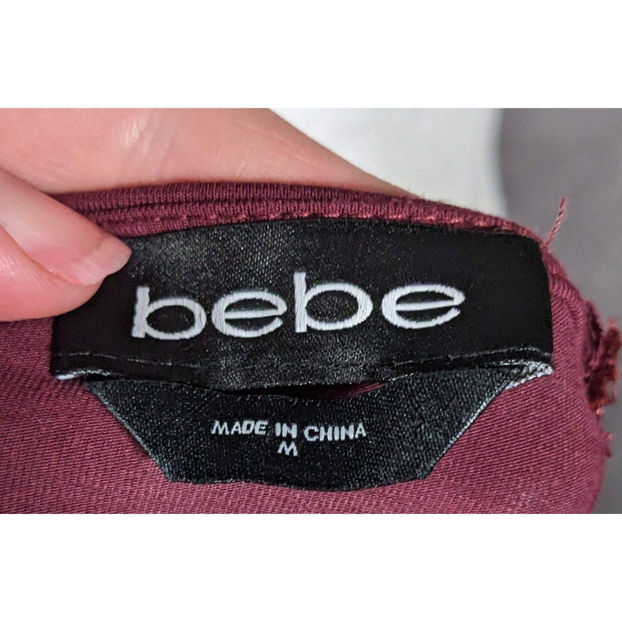 Bebe Bebe Burgundy Plunge Neck Long Sleeve Midi Dress Size Medium Size M / US 6-8 / IT 42-44 - 7 Thumbnail