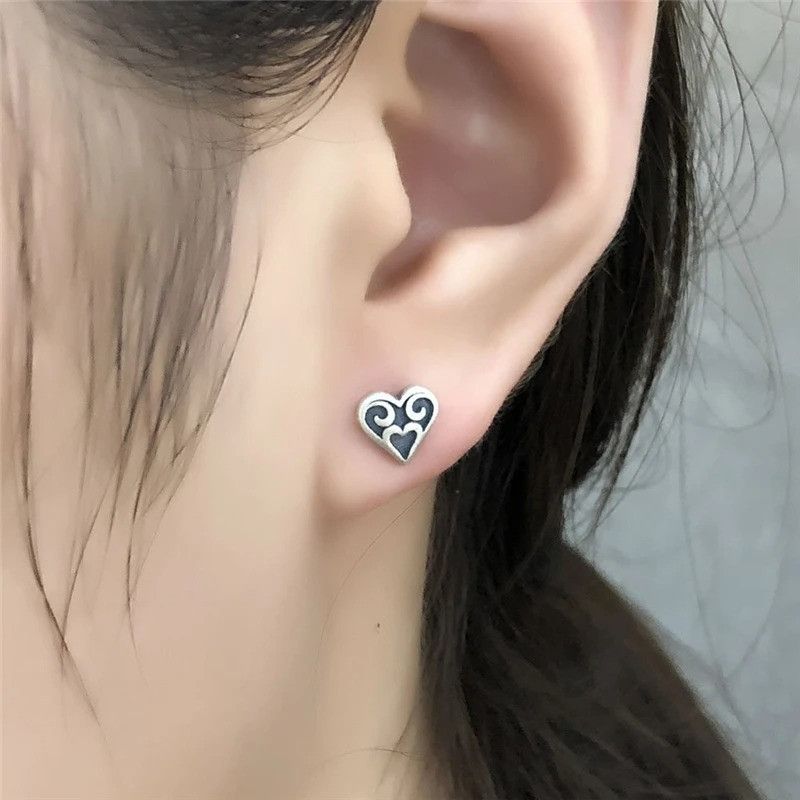 Jewelry Tiny Heart Love Stud Earrings 925 Sterling Silver Ear Gift Size ONE SIZE - 5 Thumbnail