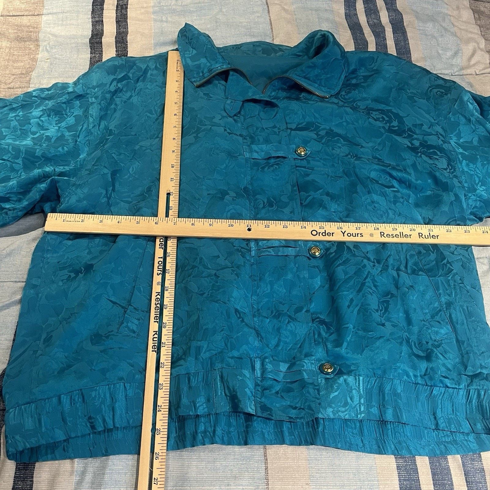 Other Mureli women's XL blue all over 100% silk zip windbreaker Size XL / US 12-14 / IT 48-50 - 3 Thumbnail