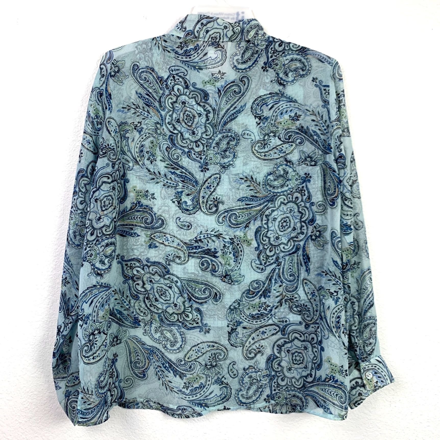 Jordan Brand VINTAGE Jordan Shirt XL Blue 1990s Sheer Polyester Secretary/Geek Long Sleeve Size XL / US 12-14 / IT 48-50 - 4 Thumbnail